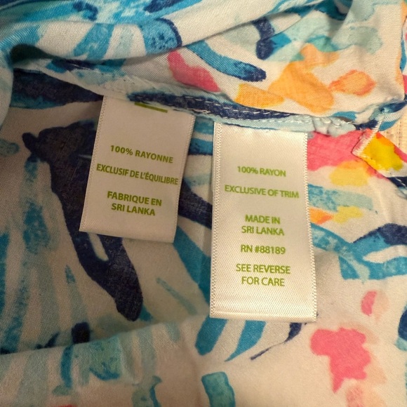 Lilly Pulitzer Blue Long Sleeve Tie Front Blouse - Picture 4 of 7